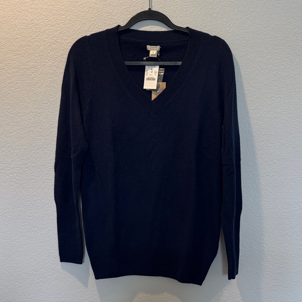 J.Crew 100% Cashmere Navy V-Neck Sweater – NWT